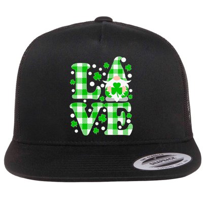 Cute Love St Patrick's Day Lucky Shamrock Gnome Flatbill Hat