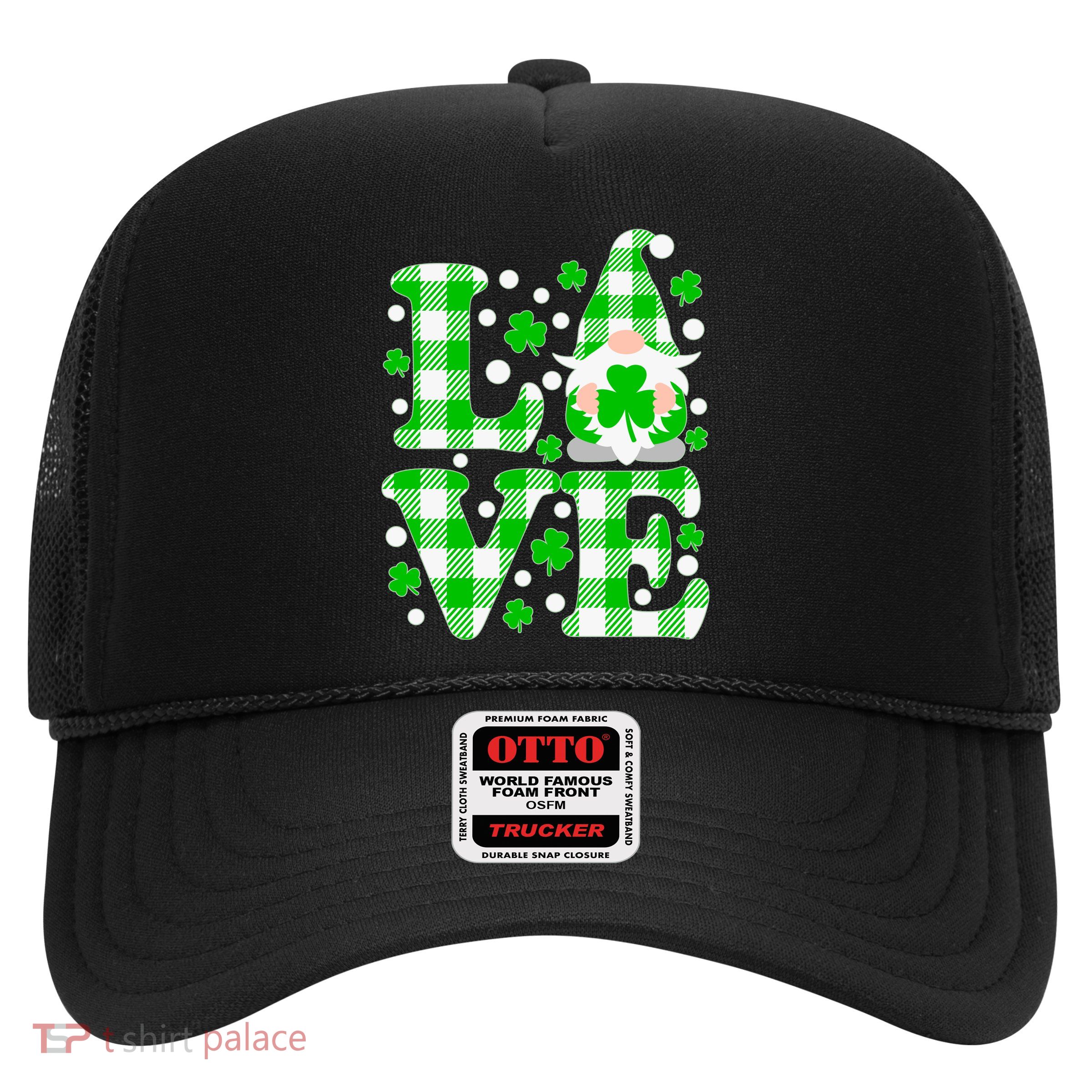 Cute Love St Patrick's Day Lucky Shamrock Gnome Trucker Hat