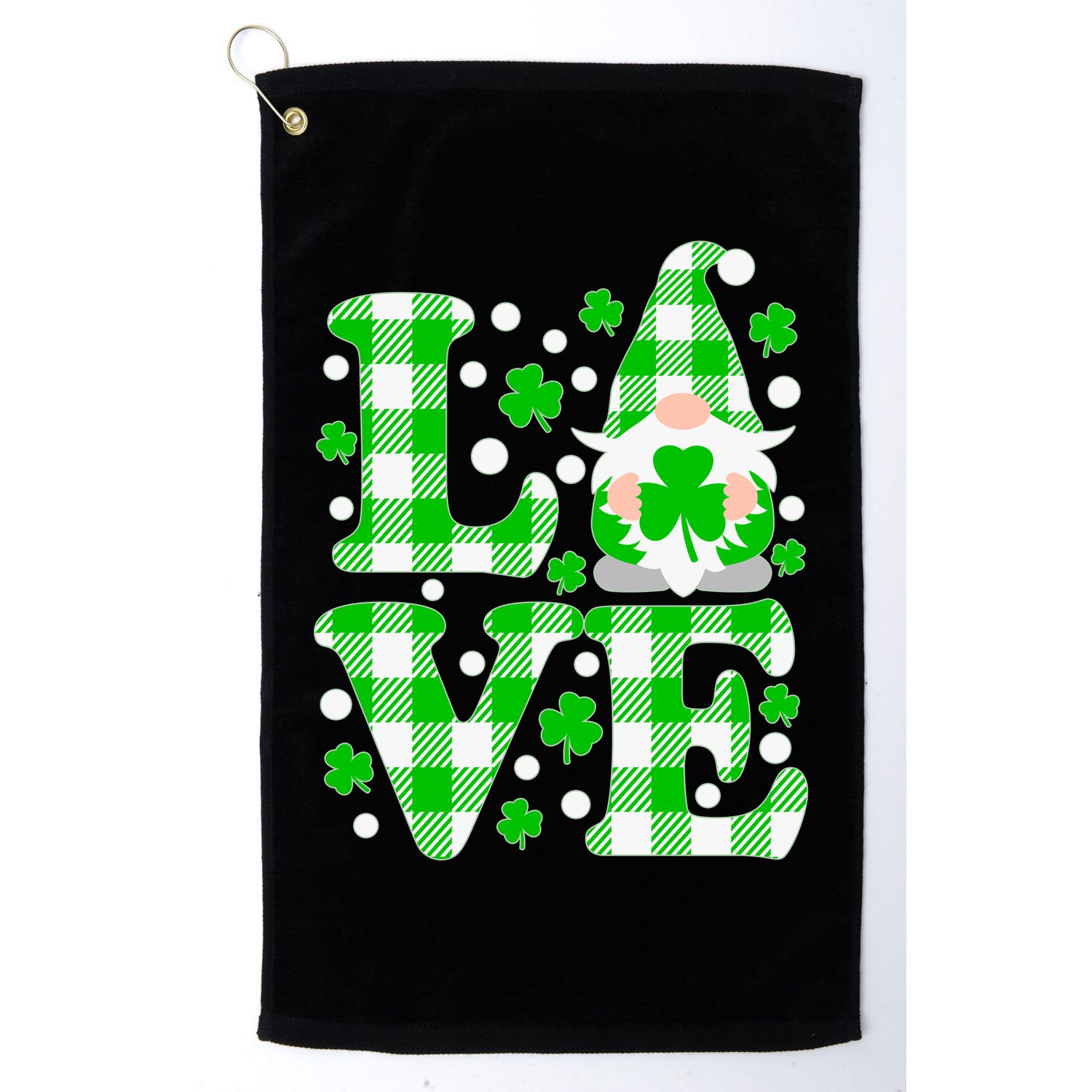 Cute Love St Patrick's Day Lucky Shamrock Gnome Golf Towel