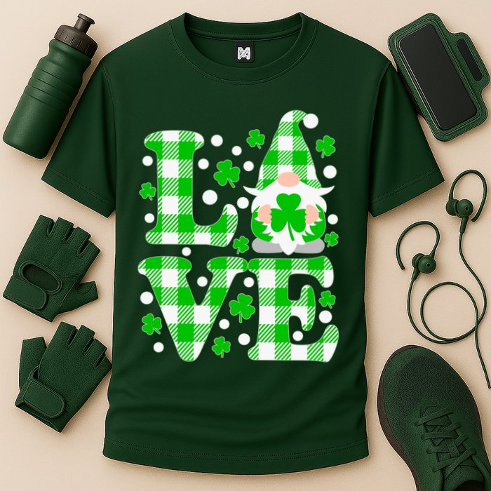 Cute Love St Patrick's Day Lucky Shamrock Gnome Cooling Performance Crew T-Shirt
