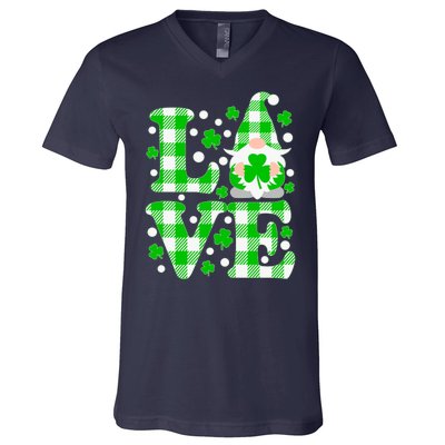 Cute Love St Patrick's Day Lucky Shamrock Gnome V-Neck T-Shirt