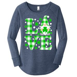 Cute Love St Patrick's Day Lucky Shamrock Gnome Women's Perfect Tri Tunic Long Sleeve Shirt