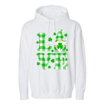 Cute Love St Patrick's Day Lucky Shamrock Gnome Garment-Dyed Fleece Hoodie