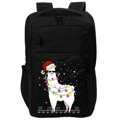 Christmas Llama Santa Hat Ugly Xmas Tree Alpaca Gift T Impact Tech Backpack