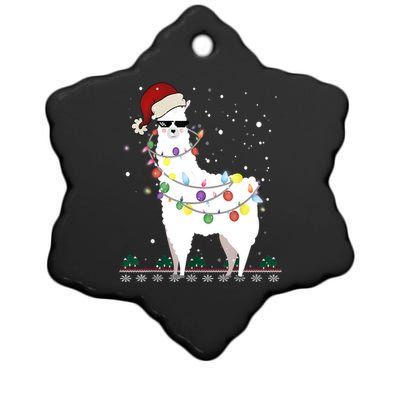 Christmas Llama Santa Hat Ugly Xmas Tree Alpaca Gift T Ceramic Star Ornament