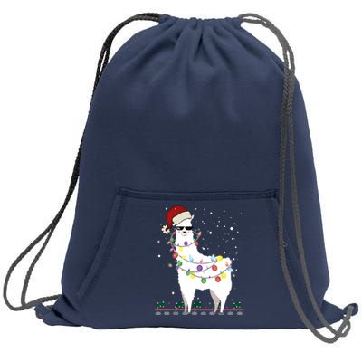 Christmas Llama Santa Hat Ugly Xmas Tree Alpaca Gift T Sweatshirt Cinch Pack Bag