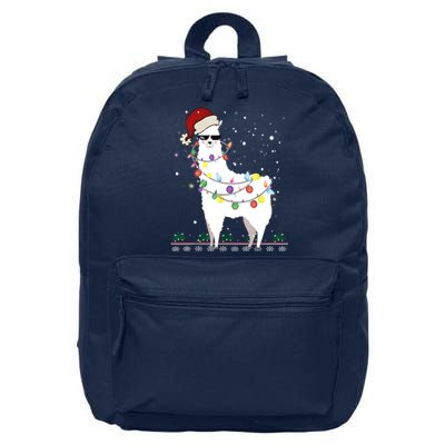 Christmas Llama Santa Hat Ugly Xmas Tree Alpaca Gift T 16 in Basic Backpack