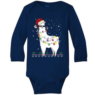 Christmas Llama Santa Hat Ugly Xmas Tree Alpaca Gift T Baby Long Sleeve Bodysuit