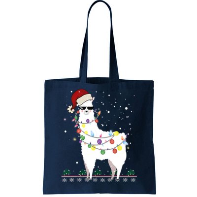 Christmas Llama Santa Hat Ugly Xmas Tree Alpaca Gift T Tote Bag