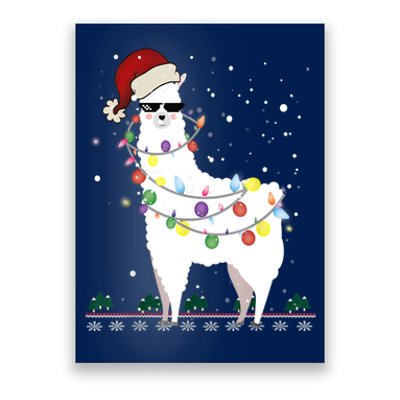 Christmas Llama Santa Hat Ugly Xmas Tree Alpaca Gift T Poster