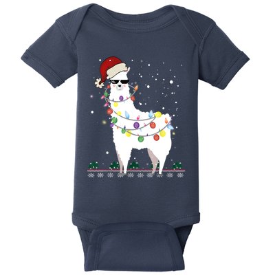 Christmas Llama Santa Hat Ugly Xmas Tree Alpaca Gift T Baby Bodysuit