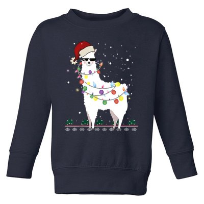 Christmas Llama Santa Hat Ugly Xmas Tree Alpaca Gift T Toddler Sweatshirt