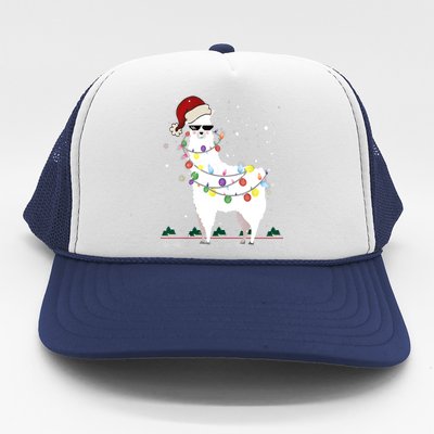 Christmas Llama Santa Hat Ugly Xmas Tree Alpaca Gift T Trucker Hat