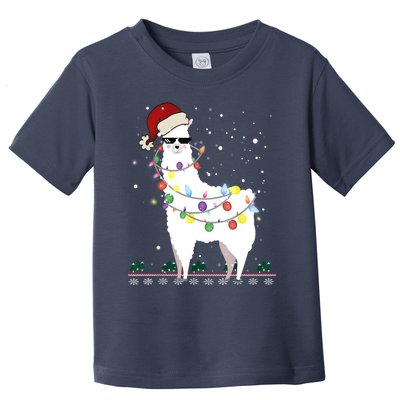 Christmas Llama Santa Hat Ugly Xmas Tree Alpaca Gift T Toddler T-Shirt