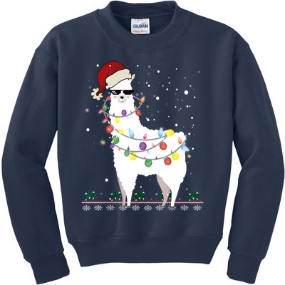 Christmas Llama Santa Hat Ugly Xmas Tree Alpaca Gift T Kids Sweatshirt