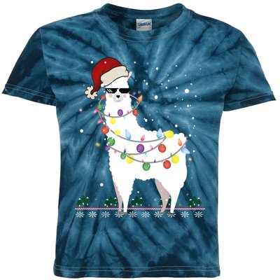 Christmas Llama Santa Hat Ugly Xmas Tree Alpaca Gift T Kids Tie-Dye T-Shirt