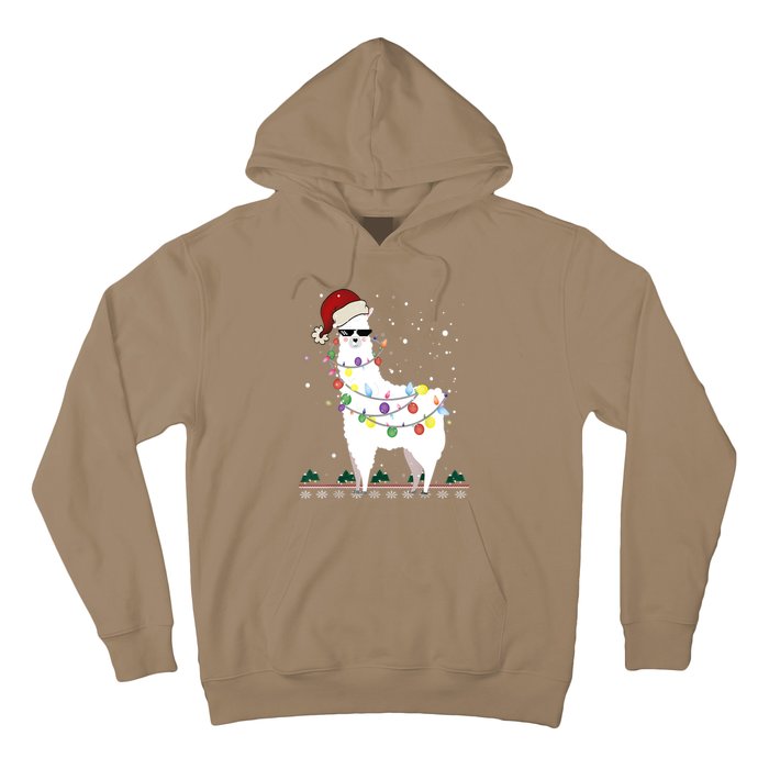 Christmas Llama Santa Hat Ugly Xmas Tree Alpaca Gift T Hoodie