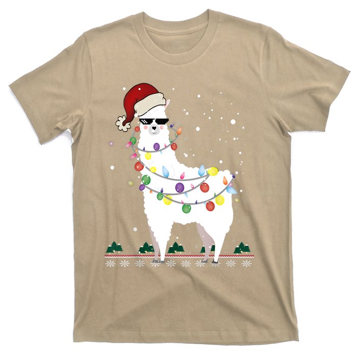 Christmas Llama Santa Hat Ugly Xmas Tree Alpaca Gift T T-Shirt