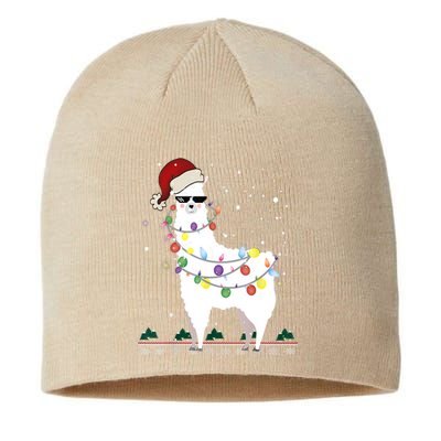 Christmas Llama Santa Hat Ugly Xmas Tree Alpaca Gift T Sustainable Beanie