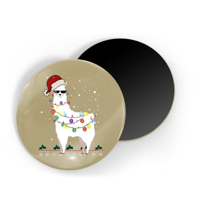 Christmas Llama Santa Hat Ugly Xmas Tree Alpaca Gift T Magnet