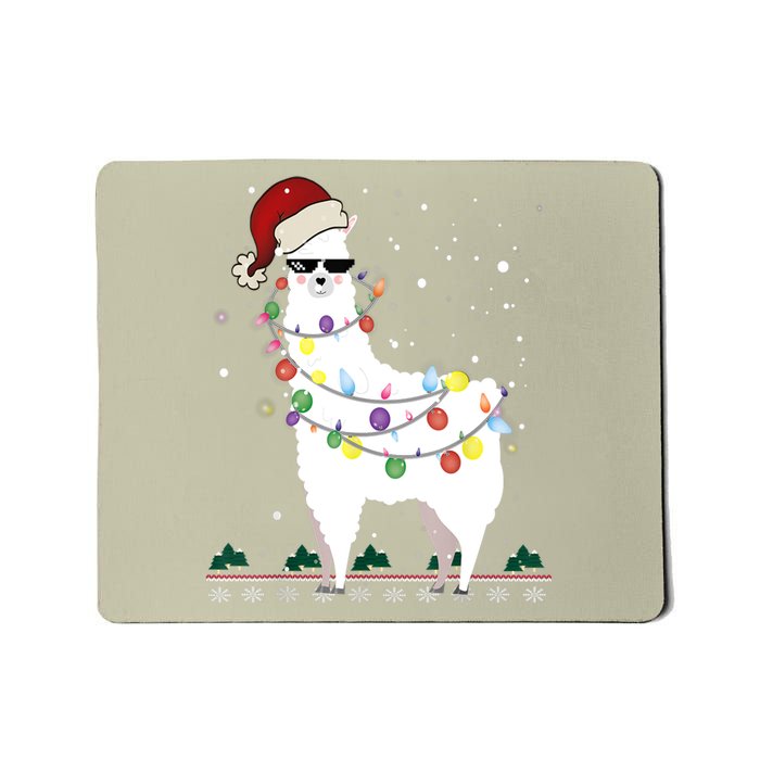 Christmas Llama Santa Hat Ugly Xmas Tree Alpaca Gift T Mousepad