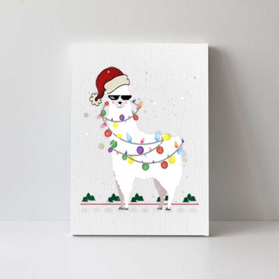 Christmas Llama Santa Hat Ugly Xmas Tree Alpaca Gift T Canvas