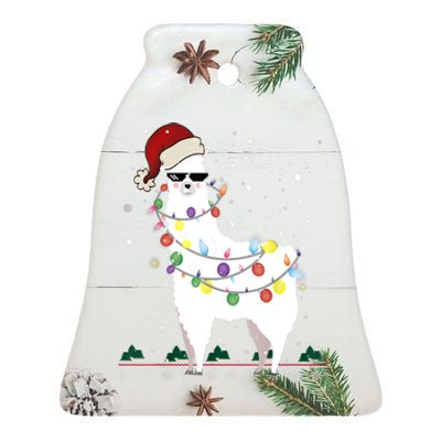 Christmas Llama Santa Hat Ugly Xmas Tree Alpaca Gift T Ceramic Bell Ornament