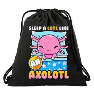 Cute Lazy Sleeping Axolotl Lover Nap Sleep Kids Girls Drawstring Bag