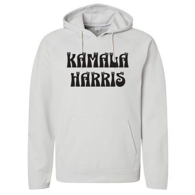 Cat Lettering Spelling Kamala Harris President Performance Fleece Hoodie