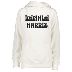 Cat Lettering Spelling Kamala Harris President Womens Funnel Neck Pullover Hood