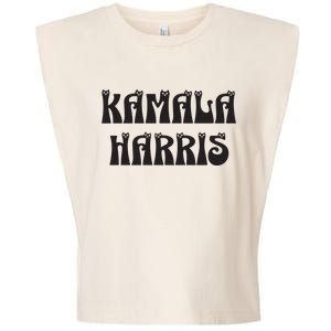 Cat Lettering Spelling Kamala Harris President Garment-Dyed Women's Muscle Tee