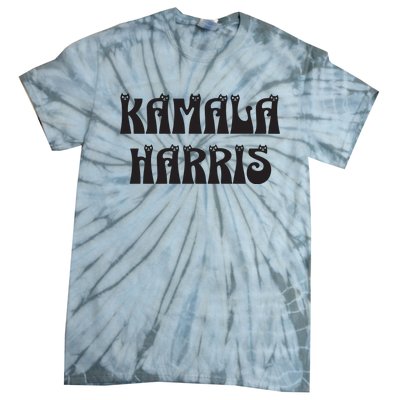 Cat Lettering Spelling Kamala Harris President Tie-Dye T-Shirt