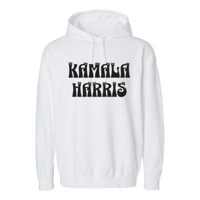 Cat Lettering Spelling Kamala Harris President Garment-Dyed Fleece Hoodie