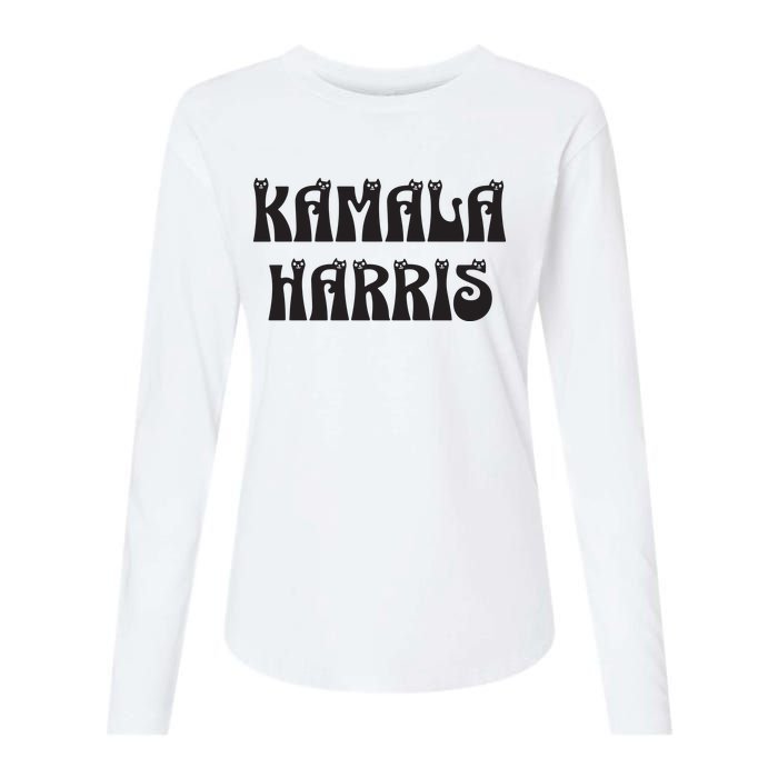 Cat Lettering Spelling Kamala Harris President Womens Cotton Relaxed Long Sleeve T-Shirt