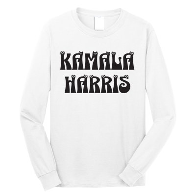 Cat Lettering Spelling Kamala Harris President Long Sleeve Shirt