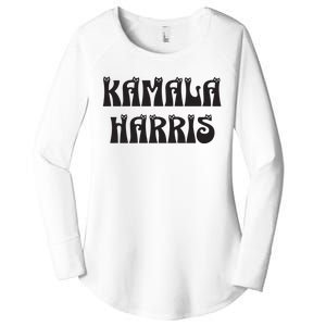 Cat Lettering Spelling Kamala Harris President Women's Perfect Tri Tunic Long Sleeve Shirt