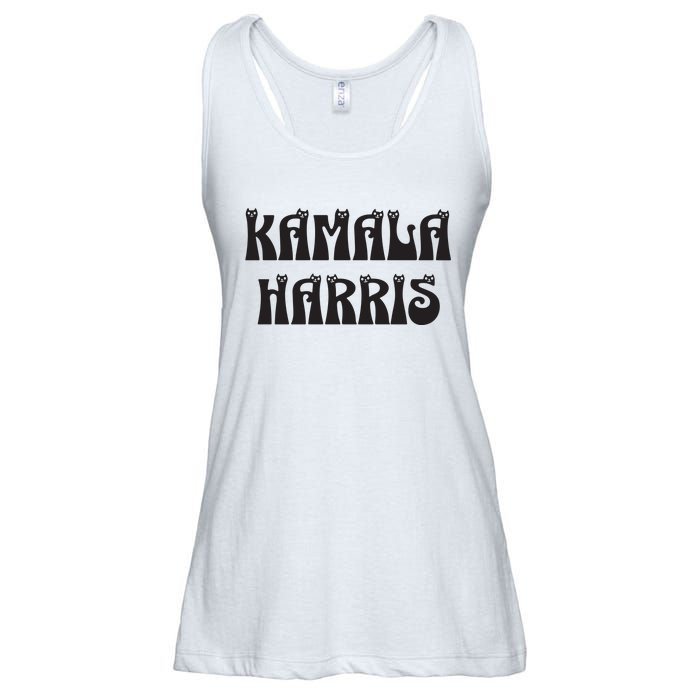 Cat Lettering Spelling Kamala Harris President Ladies Essential Flowy Tank