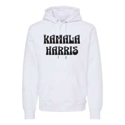 Cat Lettering Spelling Kamala Harris President Premium Hoodie