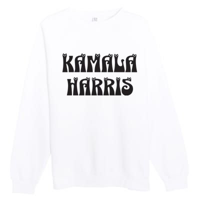 Cat Lettering Spelling Kamala Harris President Premium Crewneck Sweatshirt