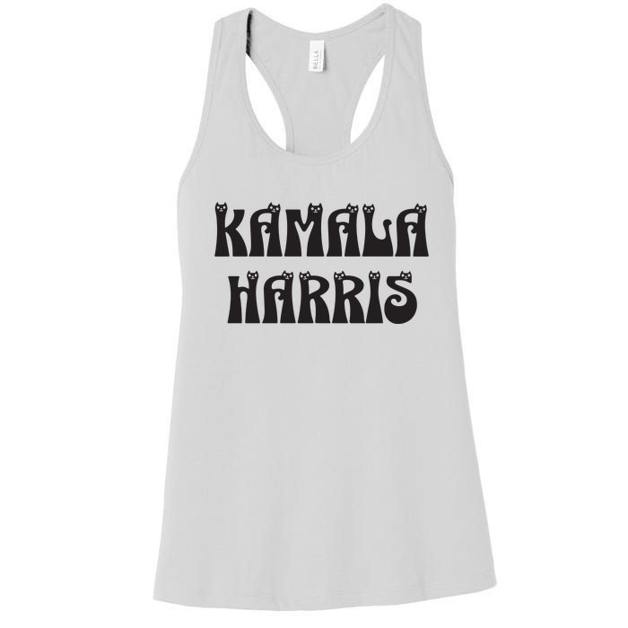 Cat Lettering Spelling Kamala Harris President Women's Racerback Tank