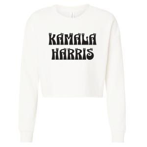 Cat Lettering Spelling Kamala Harris President Cropped Pullover Crew