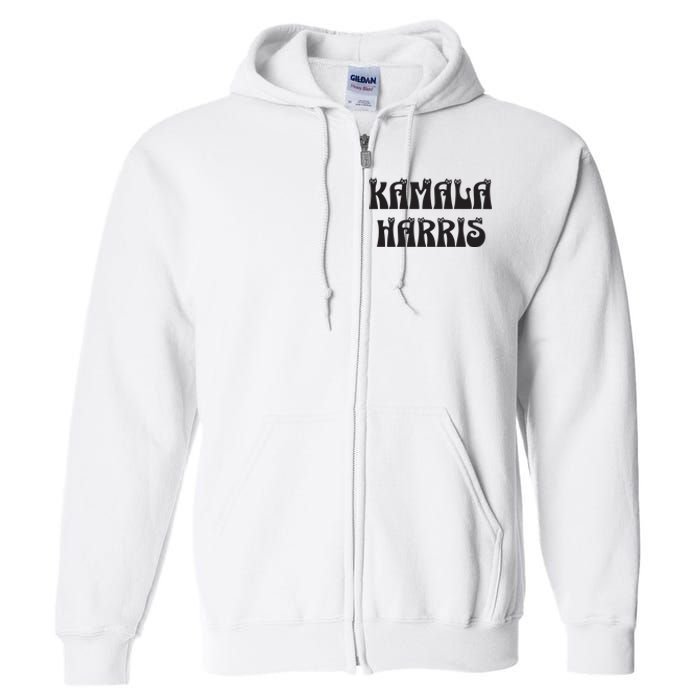 Cat Lettering Spelling Kamala Harris President Full Zip Hoodie