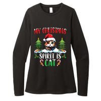 Cat Lover Santa Hat Christmas Lights My Christmas Spirit Cat Womens CVC Long Sleeve Shirt