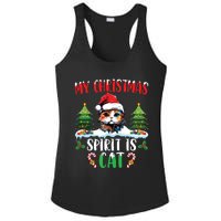 Cat Lover Santa Hat Christmas Lights My Christmas Spirit Cat Ladies PosiCharge Competitor Racerback Tank