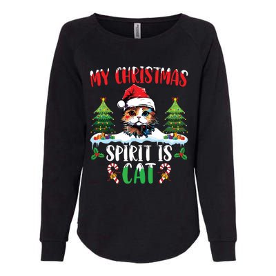 Cat Lover Santa Hat Christmas Lights My Christmas Spirit Cat Womens California Wash Sweatshirt