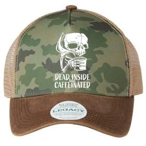 Coffee Lover Skull Dead Inside But Caffeinated Coffee Cup Legacy Tie Dye Trucker Hat