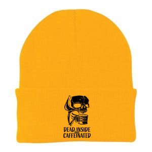 Coffee Lover Skull Dead Inside But Caffeinated Coffee Cup Knit Cap Winter Beanie