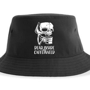 Coffee Lover Skull Dead Inside But Caffeinated Coffee Cup Sustainable Bucket Hat