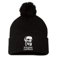 Coffee Lover Skull Dead Inside But Caffeinated Coffee Cup Pom Pom 12in Knit Beanie