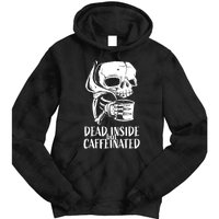 Coffee Lover Skull Dead Inside But Caffeinated Coffee Cup Tie Dye Hoodie